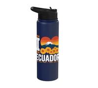 I Love Ecuador Mountain Sunset Heart Stainless Steel Insulated Water Bottle