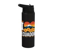 I Love Ecuador Mountain Sunset Heart Stainless Steel Insulated Water Bottle