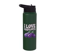I Love Eggplants Funny Vegetable Quote Stainless Steel Insulated Water Bottle
