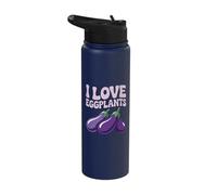 I Love Eggplants Funny Vegetable Quote Stainless Steel Insulated Water Bottle