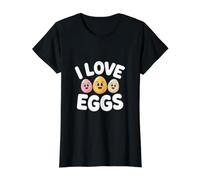 I Love Eggs Cute Breakfast Lovers Value Graphic T-Shirt, Women, Black, S