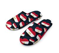 I Love Egypt Flannel Men's Slip-on Slippers Winter Warm House Shoes with Rubber Sole for Home Hotel