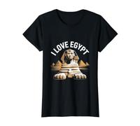 I Love Egypt Sphinx Pyramid Adventure Travel Value Graphic T-Shirt, Women, Black, S