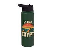 I Love Egypt Sunset Pyramids Vintage Stainless Steel Insulated Water Bottle