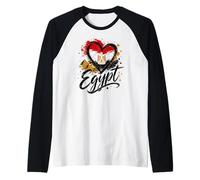 I Love Egypt Vacation Travel Heart Flag Pyramids Souvenir Raglan Baseball Tee