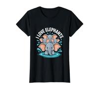 I Love Elephants Adorable Family Splash Value Graphic T-Shirt