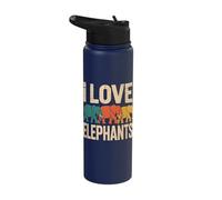 I Love Elephants Colorful Graphic Stainless Steel Insulated Water Bottle