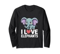I Love Elephants Cute Cartoon Graphic Long Sleeve T-Shirt