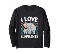 I Love Elephants Family Bonding Graphic Long Sleeve T-Shirt