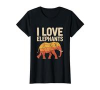 I Love Elephants Geometric Pattern Value Graphic T-Shirt