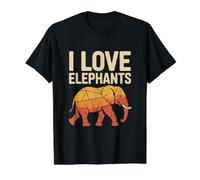 I Love Elephants Geometric Pattern Value Graphic T-Shirt