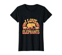 I Love Elephants Retro Wildlife Design Value Graphic T-Shirt, Women, Black, M