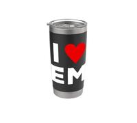 I Love EM Initials First Last Name Personalised Red Heart Stainless Steel Insulated Tumbler