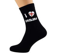 I Love England Flag Design Mens Black Socks UK Size 5-12