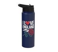 I Love England Rose Heart Design Icon Stainless Steel Insulated Water Bottle