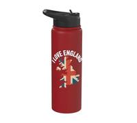 I Love England Union Jack Map British Stainless Steel Insulated Water Bottle