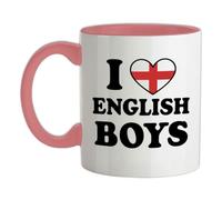 I Love English Boys - 11oz - Ceramic Two-Tone Mug for Coffee/Tea - BabyPink/White - One Size