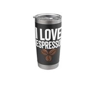 I Love Espresso Caffeine Coffee Beans Text Stainless Steel Insulated Tumbler