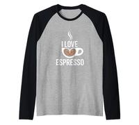 I Love Espresso Coffee Cup Heart Latte Espresso Raglan Baseball Tee