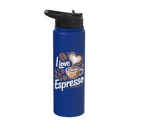 I Love Espresso Coffee Lovers Heart Design Stainless Steel Insulated Water Bottle