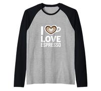 I Love Espresso Heart Cup Coffee Lover Espresso Raglan Baseball Tee