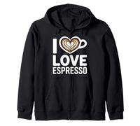 I Love Espresso Heart Cup Coffee Lover Espresso Zip Hoodie