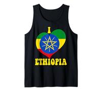 I Love Ethiopia Proud Ethiopian Pride Flag Heart Graphic Tank Top