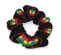 I Love Ethiopia Red Heart Hair Scrunchies for Women Elastic Hair Bands Soft Hair Ties for Styling Gift Christmas Valentine's Day