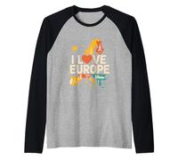 I Love Europe Adventure Wanderlust Raglan Baseball Tee