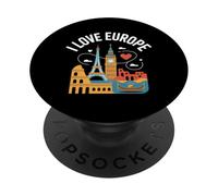 I Love Europe Eiffel Tower Big Ben Colosseum PopSockets Adhesive PopGrip