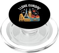 I Love Europe Eiffel Tower Big Ben Colosseum PopSockets PopGrip for MagSafe