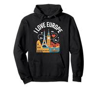 I Love Europe Eiffel Tower Big Ben Colosseum Pullover Hoodie