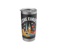 I Love Europe Eiffel Tower Big Ben Colosseum Stainless Steel Insulated Tumbler
