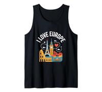 I Love Europe Eiffel Tower Big Ben Colosseum Tank Top