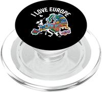 I Love Europe European Landmarks Map PopSockets PopGrip for MagSafe