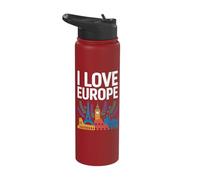 I Love Europe Iconic Landmarks Design Stainless Steel Insulated Water Bottle