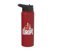 I Love Europe Iconic Landmarks Scenic View Stainless Steel Insulated Water Bottle