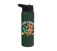 I Love Europe Iconic Landmarks Stainless Steel Insulated Water Bottle