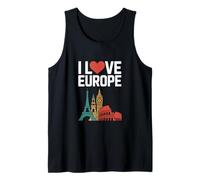 I Love Europe Iconic Landmarks Style Tank Top