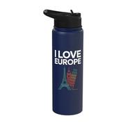 I Love Europe Iconic Landmarks Travel Stainless Steel Insulated Water Bottle