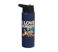 I Love Europe Map Lovers Travel Explorers Stainless Steel Insulated Water Bottle