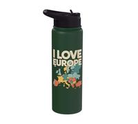 I Love Europe Map Lovers Travel Explorers Stainless Steel Insulated Water Bottle