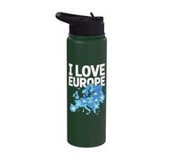 I Love Europe Puzzle Map Adventure Stainless Steel Insulated Water Bottle
