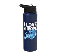 I Love Europe Puzzle Map Adventure Stainless Steel Insulated Water Bottle