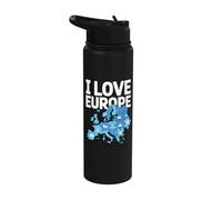 I Love Europe Puzzle Map Adventure Stainless Steel Insulated Water Bottle