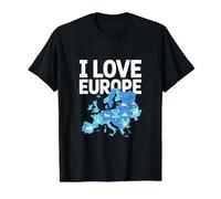 I Love Europe Puzzle Map Adventure Value Graphic T-Shirt, Men, Black, L