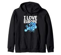 I Love Europe Puzzle Map Adventure Zip Hoodie
