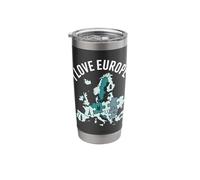 I Love Europe Puzzle Map Architecture Stainless Steel Insulated Tumbler