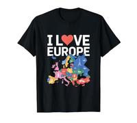 I Love Europe Sights Map Value Graphic T-Shirt, Men, Black, S