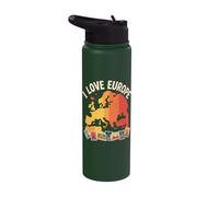 I Love Europe Travel Adventure Souvenir Stainless Steel Insulated Water Bottle
